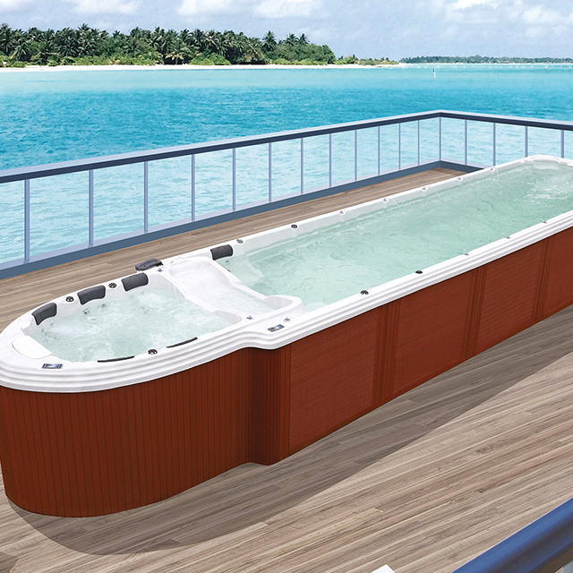 BG-6617 New Design 12 Meters Acrylic Swimming Pool Outdoor Swim Spa with Cover